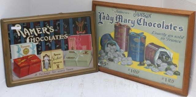 2-PIECE CHOCOLATE ADVERTISEMENT LOT.