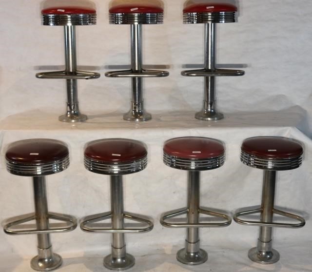 7 MODERN DINER STOOLS, CHROME AND