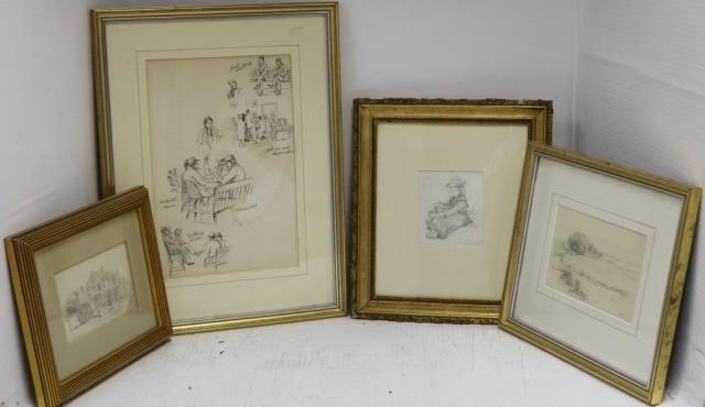 FOUR FRAMED DRAWINGS TO INCLUDE: