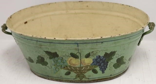 19TH CENTURY PAINTED TOLEWARE BASIN 2c1ff3