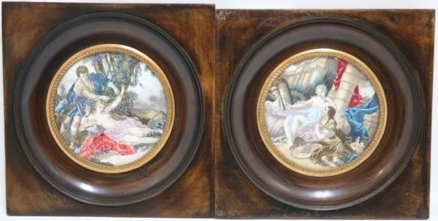 TWO CA 1800 PAIR OF FRAMED MINIATURE 2c201a