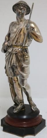 19TH CENTURY SILVERED BRONZE SCULPTURE 2c20d3