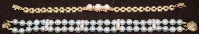 TWO PEARL AND 14KT GOLD BRACELETS  2c20df