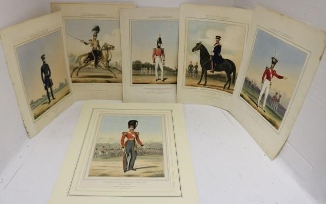 LOT OF SIX 19TH CENTURY HAND COLORED
