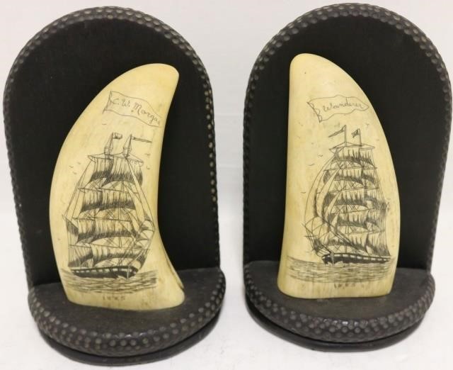 PAIR OF EARLY 20TH C SCRIMSHAW 2c219a