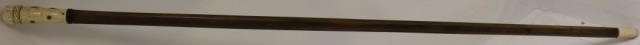 19TH C SCRIMSHAW WHALING CANE WITH