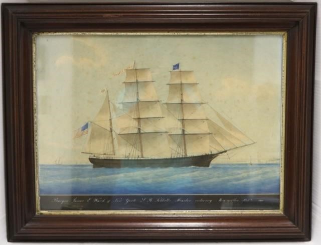 19TH C WATERCOLOR OF BARQUE JAMES 2c21a1