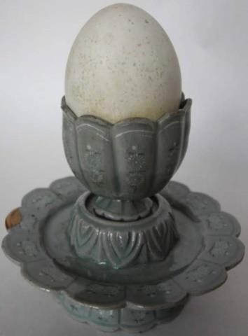 ASIAN, EGG CUP AND DISH, 19TH C