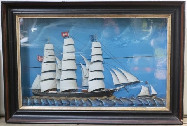 EARLY 20TH C SHIP'S DIORAMA DEPICTING