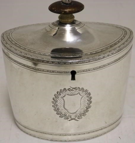 GEORGIAN SILVER TEA CADDY WITH