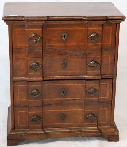 18TH C FRENCH 2 DRAWER CHEST, FIGURED