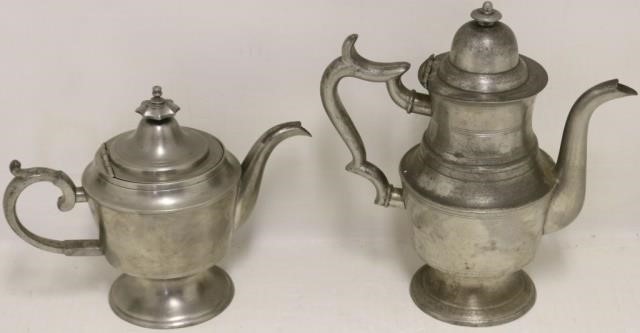 2 EARLY 19TH C PEWTER TEA AND COFFEE 2c2263