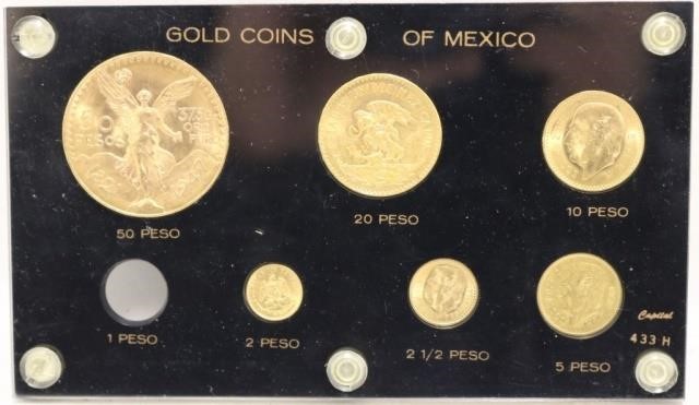 MEXICAN GOLD PESOS COIN TYPE SET TO