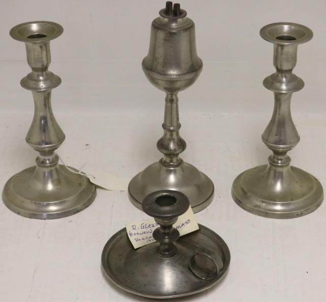 4 EARLY 19TH C AMERICAN PEWTER