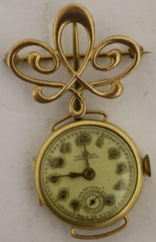 18KT GOLD LADIES LAPEL WATCH AND 2c227a