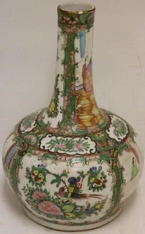 19TH C ROSE MEDALLION BOTTLE VASE  2c2288