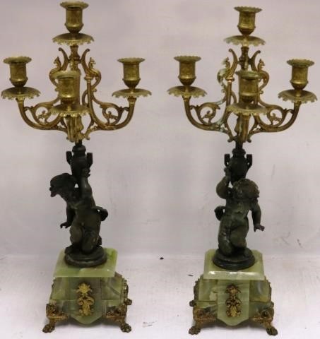 PAIR OF LATE 19TH C METAL AND ONYX 2c2291