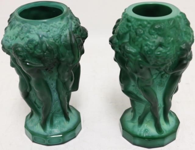 PAIR OF EARLY 20TH C MALACHITE