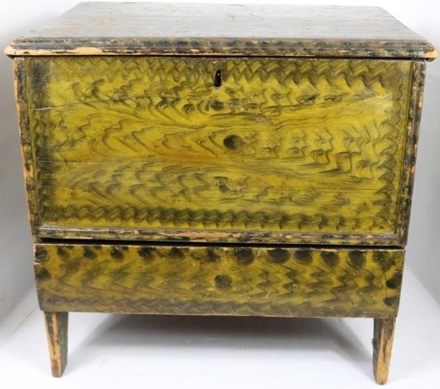 EARLY 18TH C PINE GRAIN PAINTED