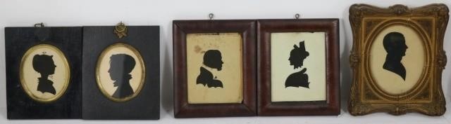 LOT OF FIVE 19TH C SILHOUETTES 2c2353