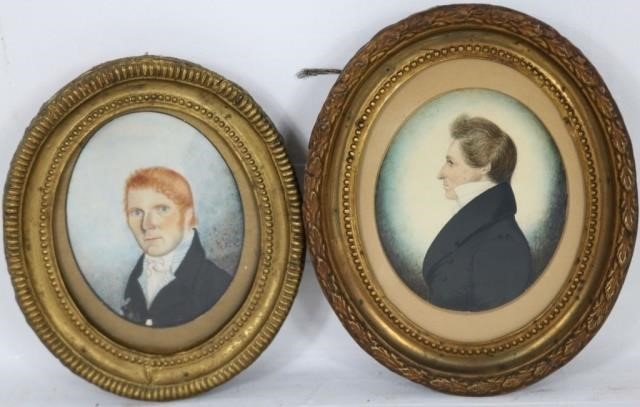 TWO 19TH C MINIATURE PORTRAITS