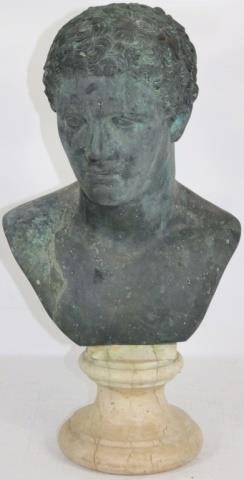 19TH C CLASSICAL BRONZE BUST DEPICTING