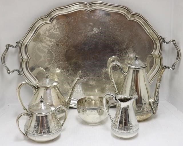 19TH C GORHAM 5 PC STERLING SILVER