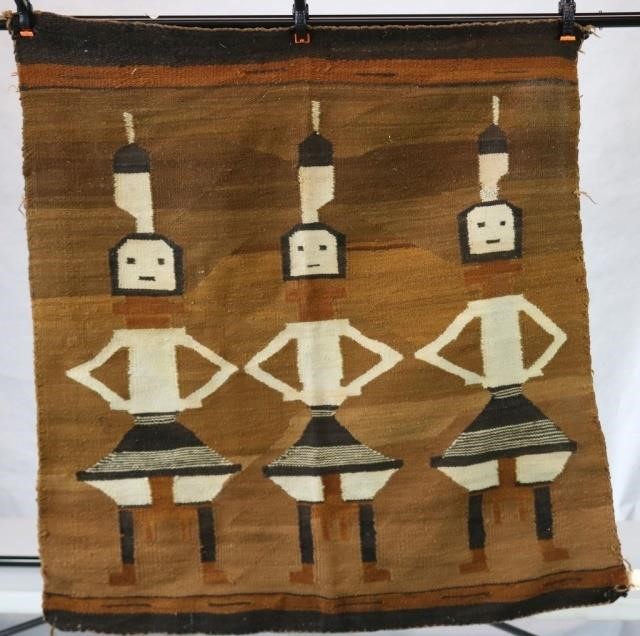 EARLY 20TH C NAVAJO YEI RUG WITH