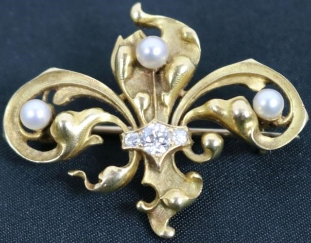 18KT YELLOW GOLD FLEUR DE LIS  2c23cb