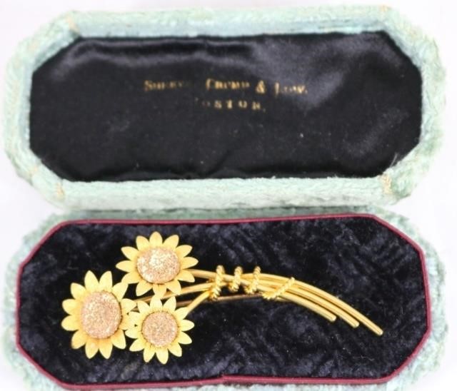18KT TESTED GOLD SUNFLOWER PIN  2c23d7
