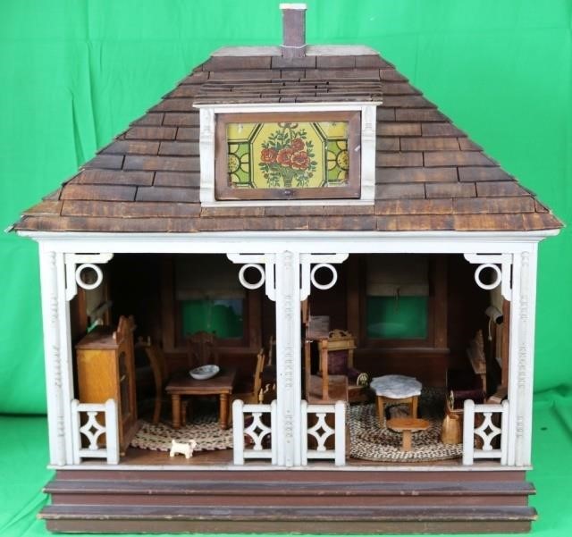 LATE 19TH C 2 ROOM GERMAN DOLLHOUSE 2c23f5