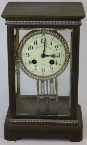 BRASS CRYSTAL REGULATOR CLOCK,