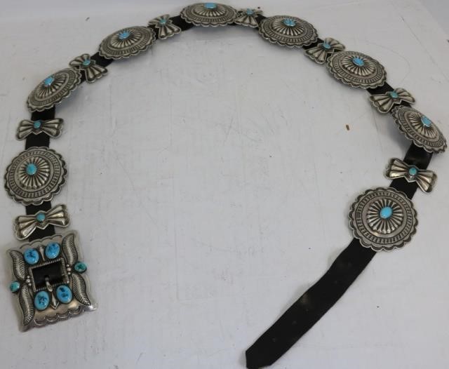 NAVAJO CONCHA BELT WITH 8 STERLING 2c242c