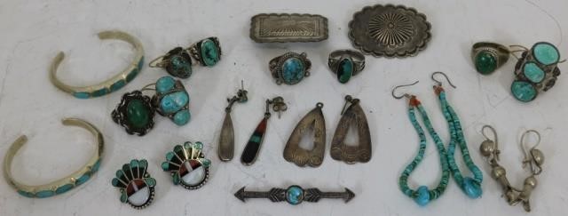 23 PCS OF STERLING AND TURQUOISE