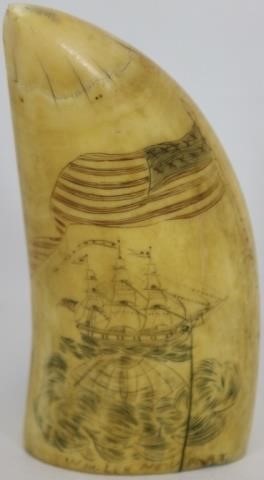 19TH C SCRIMSHAW POLYCHROME WHALE'S