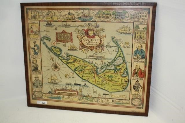 1926 FRAMED MAP OF NANTUCKET BY 2c24b1