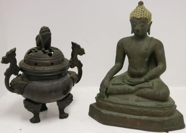 TWO 19TH C ASIAN BRONZE ITEMS TO 2c24db