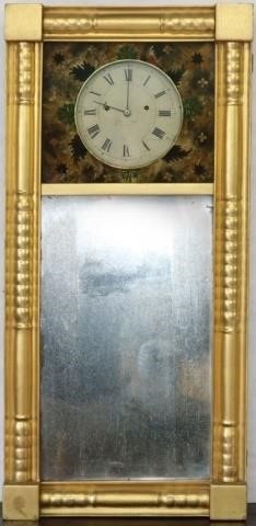 EARLY 19TH C MIRROR CLOCK PAINTED 2c24dd