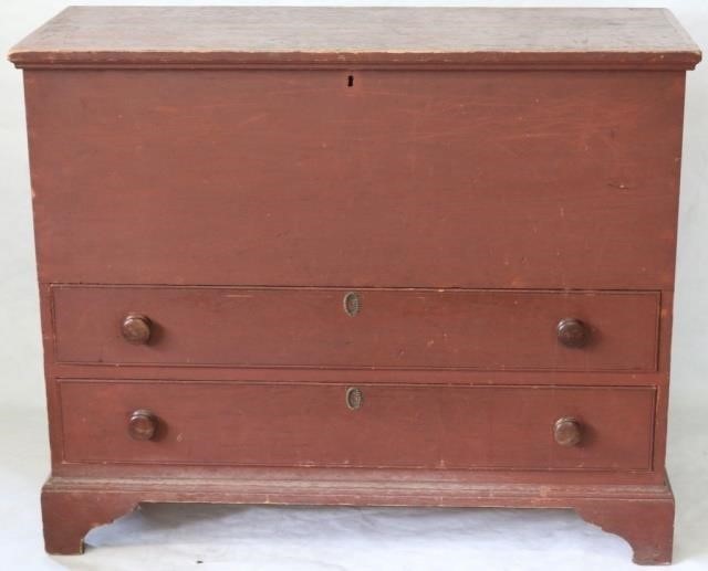 LATE 18TH C PINE 2 DRAWER LIFT-TOP