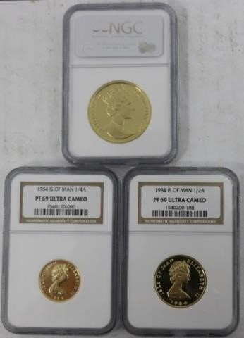 3 ISLE OF MAN GOLD COINS TO INCLUDE 2c24ff