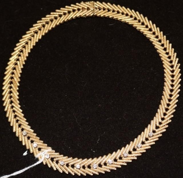 HEAVY 14KT GOLD DESIGNER CHOKER 2c2557