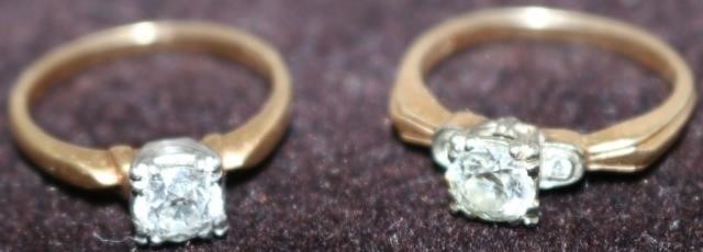 TWO 14KT GOLD DIAMOND SOLITAIRE 2c2567