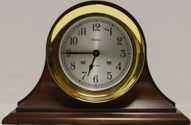 CHELSEA BRASS SHIPS CLOCK, 20TH C WITH