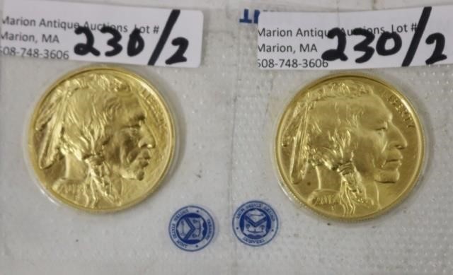 TWO 2012 $50 GOLD INDIAN COINS,