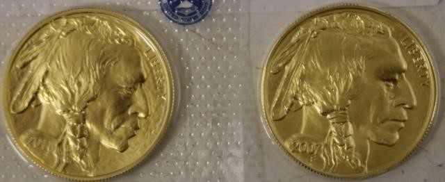 TWO $50 GOLD INDIAN COINS, 2007