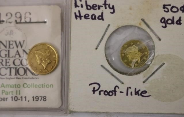 TWO 19TH C GOLD COINS INCLUDING