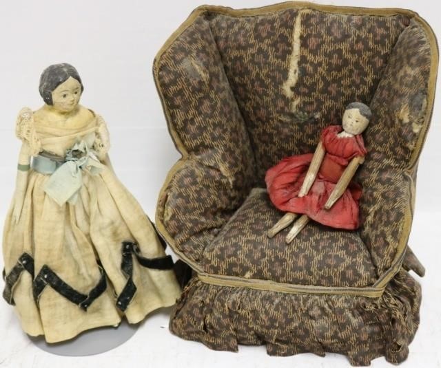 3 PIECE 19TH C DOLL LOT TO INCLUDE