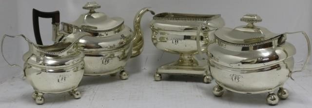 4 PIECE COIN SILVER TEA SET CA 2c2620