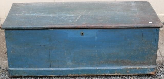 EARLY 19TH C SEA CHEST IN OLD BLUE 2c26e3