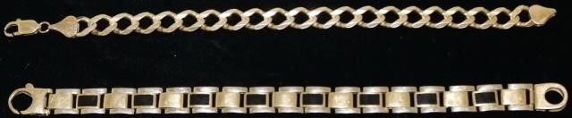 TWO 14KT. YELLOW GOLD MEN'S BRACELETS.